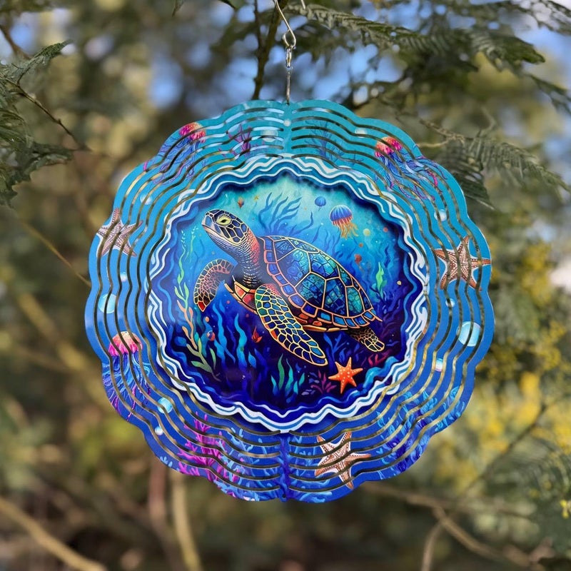 PUCPAM Sea Turtle Wind Spinner, 3D Hanging Stainless Steel Garden Spinner, Wind Spinner Hanging for Outdoor & Indoor Décor, Unique Gifts for Yard Garden Decoration or Patio Décor (Sea Turtle) - Image 1